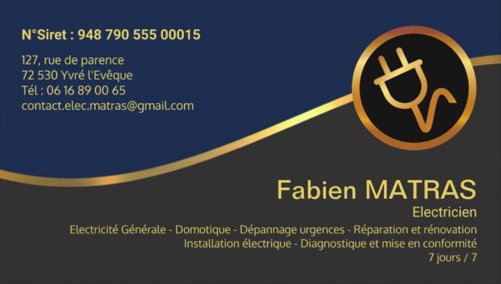 Fabien Matras, Electricien Yvré l'Evêque